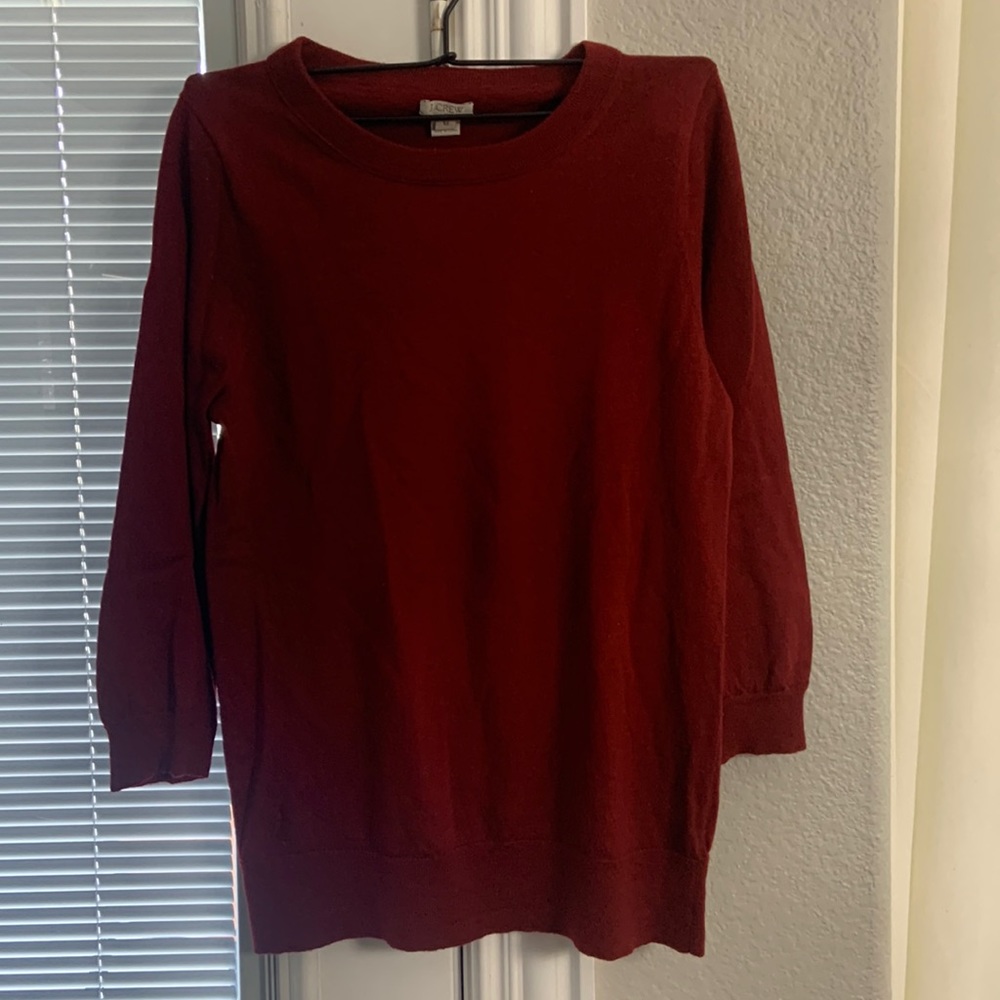 J. Crew 100% Merino Wool Sweater: Maroon